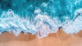 Serene Summer Seascape: Aerial View of Beach & Ocean Waves as Vibrant Natural Vacation Background Royalty Free Stock Photo