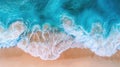 Serene Summer Seascape: Aerial View of Beach & Ocean Waves as Vibrant Natural Vacation Background Royalty Free Stock Photo