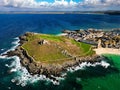 Stunning aerial view of St Mawes Head, located on the stunning coastline of Cornwall, England Royalty Free Stock Photo