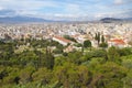 Aerial View of the Stoa of Attalos with the Ancient Agora and Church of the Holy Apostles in Athens, Greece Royalty Free Stock Photo