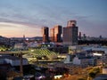 Stunning aerial view of the Vienna skyline at sunset. Royalty Free Stock Photo