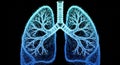 Glowing Digital Lungs: High-Tech Visualization of the Human Respiratory Network for Scientific Study Royalty Free Stock Photo