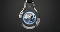 Globe encapsulated inside a glowing light bulb symbolizing global solutions, renewable energy, and environmental awareness. Royalty Free Stock Photo