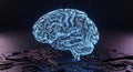 Glowing Circuit Brain and Microchip Concept for Advanced Machine Learning Technology Royalty Free Stock Photo