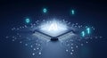 Conceptual AI Processor Chip: Driving Digital Innovation and High-Speed Data for Tech Professionals. Royalty Free Stock Photo
