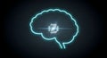 Conceptual Digital Brain with Glowing Neon Outline and Central Processor for IT and Science Royalty Free Stock Photo