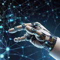 Human and Robot Hands Connecting Through AI and Big Data Royalty Free Stock Photo