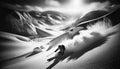 AI-Generated Image of Skier Descending Powder Slope Off-Piste Royalty Free Stock Photo