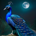 Peacock in the moonlight Royalty Free Stock Photo