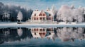Luxurious Mansion Reflecting in a Lake. Generative ai