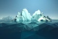 Low Poly Iceberg Illustration with Blue and White Geometric Shapes - Generative AI