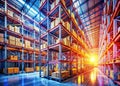 Stunning AIGenerated Double Exposure of a Modern Warehouse Pallet Racking System Optimizing Industrial Storage and