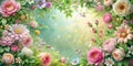 Stunning AIGenerated Pastel Floral Frame Background Elegant Romantic and Versatile Design Element for Invitations Royalty Free Stock Photo