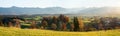 Stunning alps view at Aidlinger Hoehe in autumn, idyllic bavarian landscape