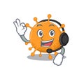 A stunning anaplasma mascot character concept wearing headphone