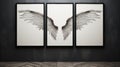 Stunning Angel Wings Art Print: Uhd Image In Dark Gray Room Royalty Free Stock Photo