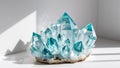 Stunning Aquamarine Crystal Cluster on Matrix. Royalty Free Stock Photo