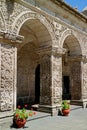 Stunning Arches of the Cloister of La Compania Church Church of the Society of Jesus in Arequipa, Peru