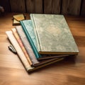 Colorful Journals on Wooden Desk