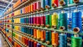 Stunning Array of Colorful Thread Spools A Masterful Display of Craftsmanship and Color Royalty Free Stock Photo