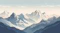 8k Mountain Landscape Illustration In Jeff Danziger Style