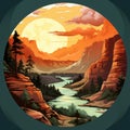 Canyon River: A Stunning 2d Game Art Portrait Of Nature