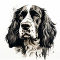 High Contrast Stencil Art English Springer Spaniel Portrait Illustration Royalty Free Stock Photo