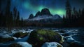 Enchanting Northern Lights Above Scenic Mountains