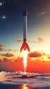 Dramatic Rocket Launch at Sunset Good Resolution Stock Photo Royalty Free Stock Photo