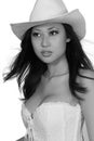 Stunning Asian woman in cowboy hat