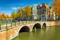 Typical Amsterdam canals with bridges and colorful houses, Netherlands, Europe Royalty Free Stock Photo