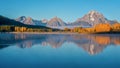 A stunning autumn landscape in Grand Teton National Park, Wyoming. Royalty Free Stock Photo