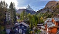 Stunning autumn scenery of famous alp peak Matterhorn. Swiss Alps, Valais Royalty Free Stock Photo