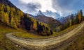 Stunning autumn scenery of famous alp peak Matterhorn. Swiss Alps, Valais Royalty Free Stock Photo