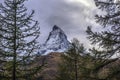 Stunning autumn scenery of famous alp peak Matterhorn. Swiss Alps, Valais Royalty Free Stock Photo