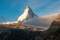 Stunning autumn scenery of famous alp peak Matterhorn. Swiss Alps, Valais, Switzerland Royalty Free Stock Photo