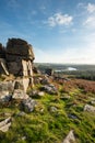 Stunning Autumn sunset landscape image of view from Leather Tor