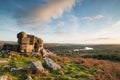 Stunning Autumn sunset landscape image of view from Leather Tor