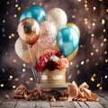 stunning background with balloons and streamers that will make your event unforgettable Royalty Free Stock Photo