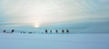 Stunning background panorama of snowy frozen landscape snowscape with trees and sunshine in winter in Black Forest Germany Europe Royalty Free Stock Photo