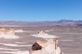 Stunning barren area in a white desert with volcanic rock formations in Campo De Piedra Pomez