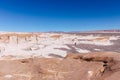 Stunning barren area in a white desert with volcanic rock formations in Campo De Piedra Pomez