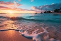 A stunning beach scene with crystal clear water, white sand, and luxury yachts in the distance.