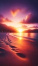 Stunning Beach Sunset with Heart-Shaped Cloud, Romantic Getaway Concept