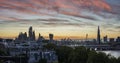 Stunning beautiful landscape cityscape skyline image of London in England during colorful Autumn sunrise Royalty Free Stock Photo