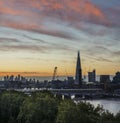 Stunning beautiful landscape cityscape skyline image of London in England during colorful Autumn sunrise Royalty Free Stock Photo