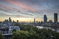 Stunning beautiful landscape cityscape skyline image of London in England during colorful Autumn sunrise Royalty Free Stock Photo