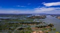 Drone shot of tiny green islands in Mekong River , Si Phan Don, Laos Royalty Free Stock Photo