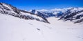 Stunning Beautiful Panoramic view of Snowcapped Bernese mountain alps Landscape in Jungfrau region, Bernese Oberland, Switzerland Royalty Free Stock Photo