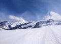 Stunning Beautiful Panoramic view of Snowcapped Bernese mountain alps Landscape in Jungfrau region, Bernese Oberland, Switzerland Royalty Free Stock Photo